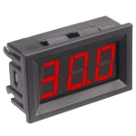 Digital Voltmeter with red LEDs, 4.5 - 30 V, black color case, 3-digit and 3-wire